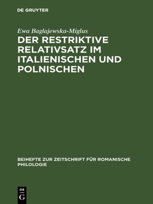 cover image of Der restriktive Relativsatz im Italienischen und Polnischen